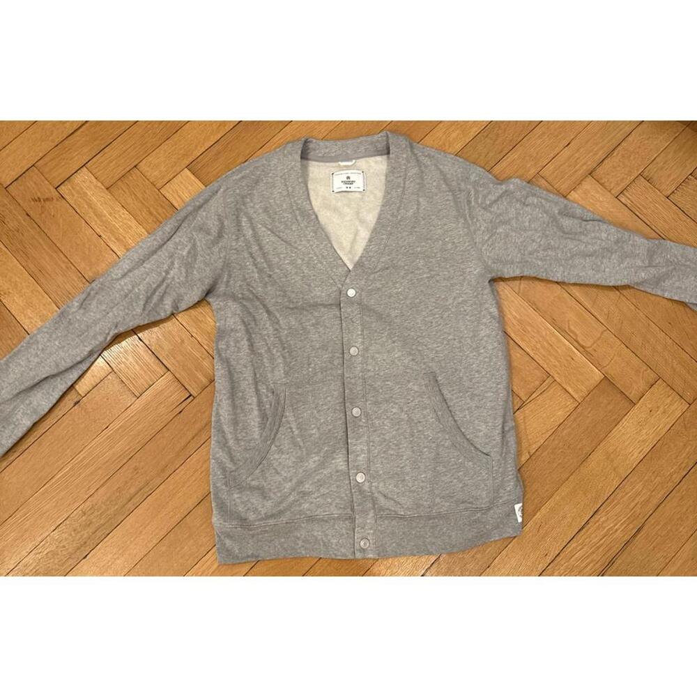 Reigning Champ Men's Gray Cardigan Sweater - Made in Canada